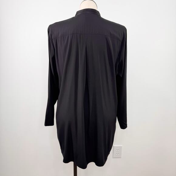Citron Santa Monica Black Silk Tunic Top Minimalist Lagenlook Boho Work Size 0X - Picture 4 of 7